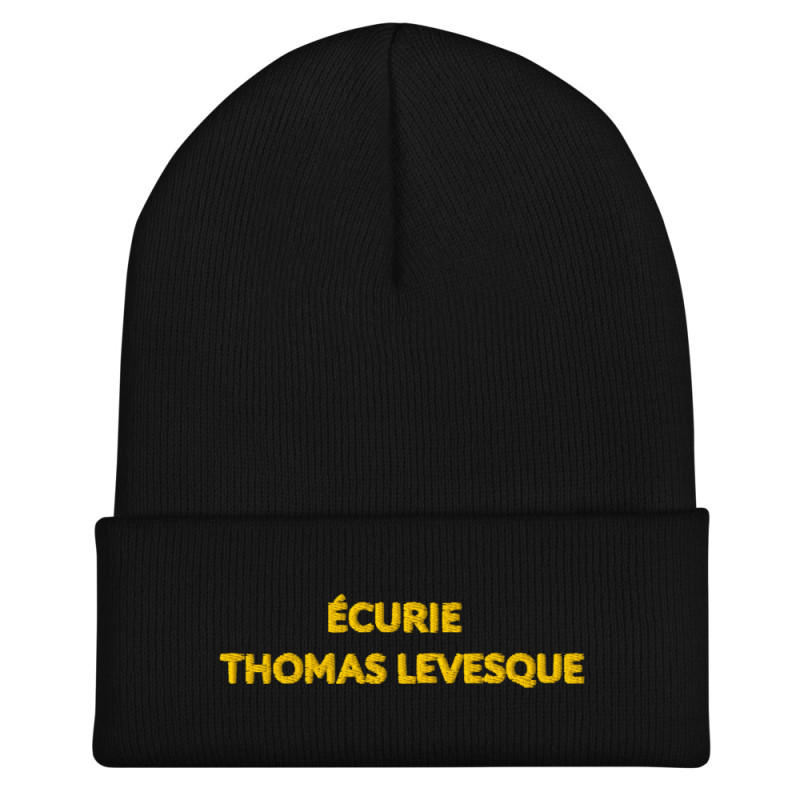 Bonnet Brodé Ecurie Thomas Levesque texte Noir/or